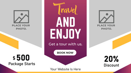 Holiday package thumbnail design and web banner for for travel agency.