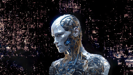Obraz na płótnie Canvas Conceptual illustration development of artificial intelligence