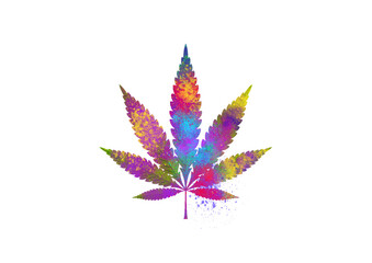 Watercolor Abstract weed leaf, Colorful cannabis Illustration, marijuana leaf Drawing, pot, ganja, Cannabis, weed, marijuana, PNG, Transparent
