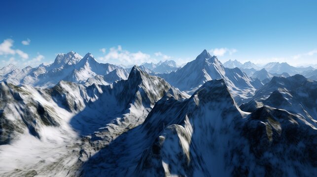 Majestic Snow-Capped Mountain Vista: Awe-Inspiring HD Image Capturing the Rugged Beauty of Nature, swiss mountains in winter, Generative AI