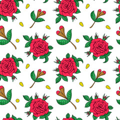 Rose and leaf pattern background