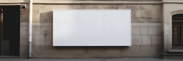 White blank signboard mock up street store or company on wall, banner, generative AI