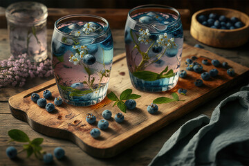 Fototapeta na wymiar spring and summer drink glass on background