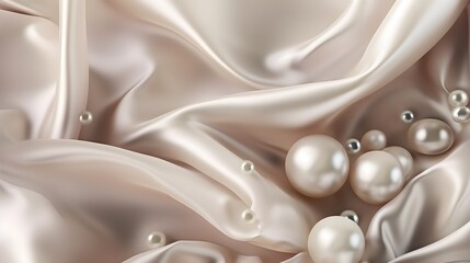 Silk cascade with foil accents, radiant pearl splendor