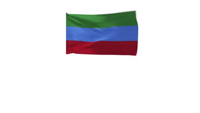3D rendering of the flag of Dagestan waving in the wind.