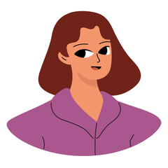 Positive emotions concept. Cartoon cute girlish face. Woman smile