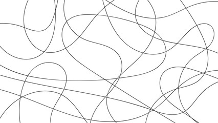 Obraz premium Gray scribble random line isolated on white background. Chaos pattern. Abstract texture. Random chaotic lines. Intricate wallpaper. Hand drawn dynamic scrawls. Black and white illustration. 