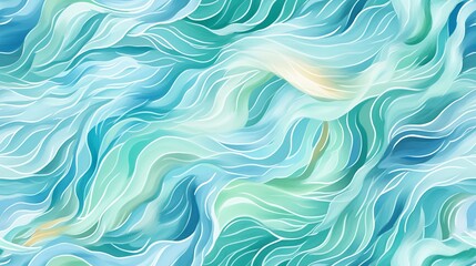 Fototapeta premium Tranquil Watercolor Ocean Waves Pattern