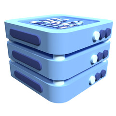 3D server icon. Computer server 3d render icon. Cloud computing. 3d render illustration