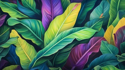 Fototapeta na wymiar Vibrant Tropical Leaves Nature Pattern