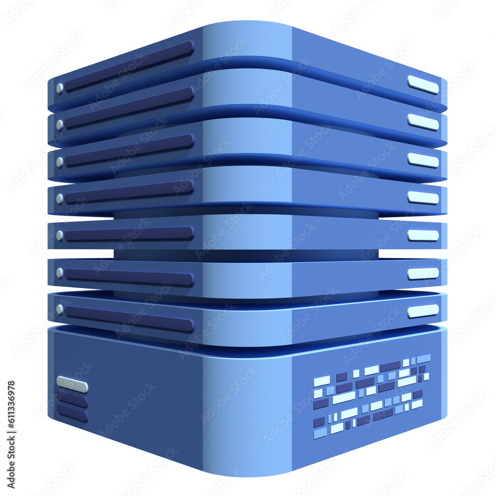 Poster 3d server icon. computer server 3d render icon. cloud computing. 3d render illustration