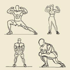 Gym Trainer sketch vector silhouette