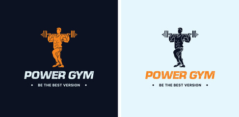 Gym workout exercise logo vector 