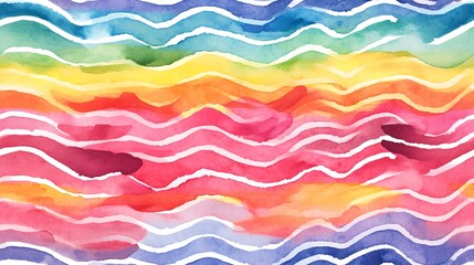 Watercolor Rainbow Stripes Pattern