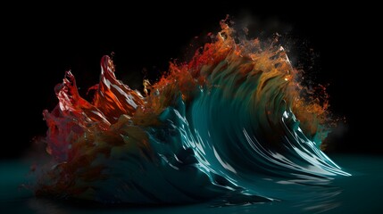 Whirling colorful waves, abstract paint desktop wallpaper