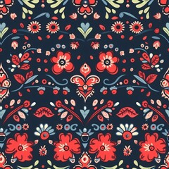 Seamless floral tile pattern background design wallpaper, ecology leaf flowers nature, Generative AI