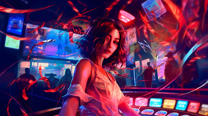 Illustration of entertainment and gambling in a luxury casino