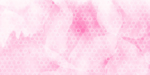 Hexagon grid isolated on pink grunge background. Honeycomb vector background