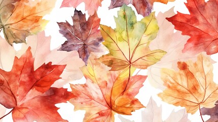 Naklejka na ściany i meble Autumn Leaves Watercolor Texture