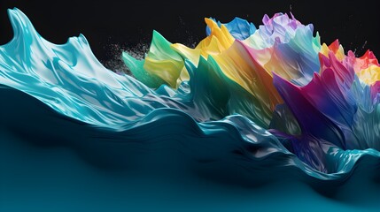 Radiating color symphony, vibrant paint wave background