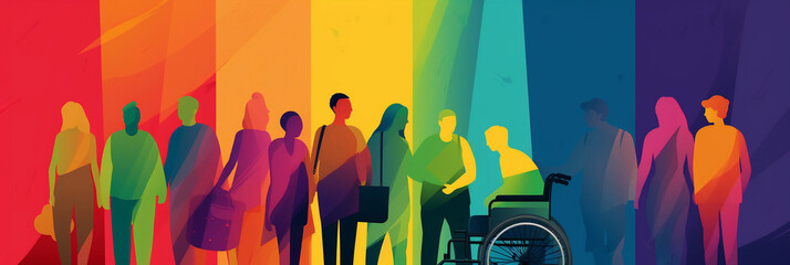 Colorful banner for disability inclusion and visibility, banner, generative AI - obrazy, fototapety, plakaty