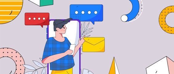 Communicate with consultants flat vector character concept operation hand drawn illustration
