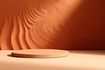 An empty brown beige product stage for displaying products.