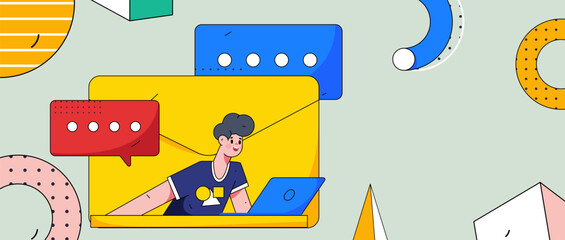 Fototapeta premium Communicate with consultants flat vector character concept operation hand drawn illustration 