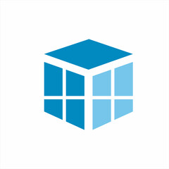 Box logo design with unique window illustration.