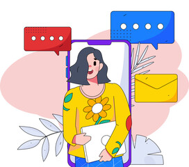 Communicate with consultants flat vector character concept operation hand drawn illustration
