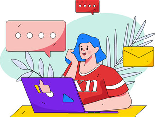 Communicate with consultants flat vector character concept operation hand drawn illustration
