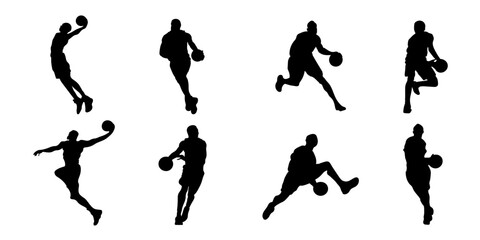 Basketball Player Silhouette Set