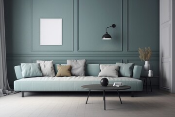 modern living room with sofa, Minimalist and Sleek Backgrounds: Embrace Simplicity with Clean and Uncluttered Aesthetics, Generative AI
