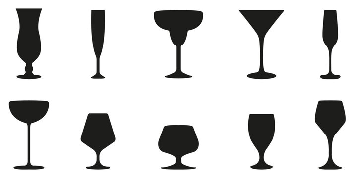 Alcohol Glasses Vector Silhouette Set