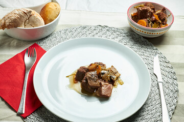 Bourguignon beef dish. Typical French food recipe