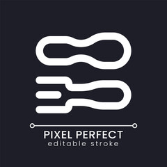 Restaurant pixel perfect white linear ui icon for dark theme. Public place. Hotel service. Vector line pictogram. Isolated user interface symbol for night mode. Editable stroke. Poppins font used