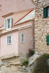 Fototapeta na wymiar Traditional old Mediterranean houses built on the rocks in Split, Croatia.