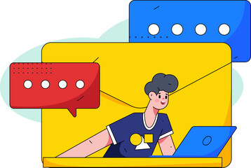 Communicate with consultants flat vector character concept operation hand drawn illustration
