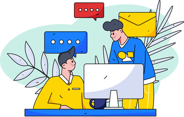 Communicate with consultants flat vector character concept operation hand drawn illustration
