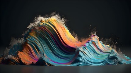 Abstract paint dance, energetic colorful waves