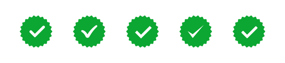 Check mark tick icon. Approved check mark isolated signs. Approved tick icons