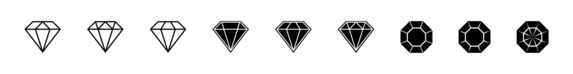 Diamond, gem icon. Diamond brilliant  icons collection.  Diamond gemstone sign	 - obrazy, fototapety, plakaty