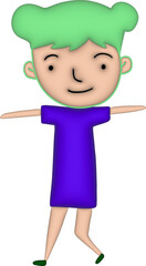 3D Hyperbolic person qwith a green big head