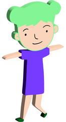 3D Hyperbolic person with a green big head