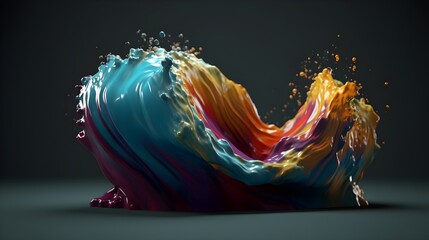 Colorful liquid flow, abstract paint wave background