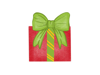 red gift box with green ribbon For giving on birthdays and important days.