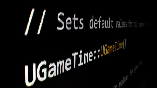 Closeup macro shot movement of coding script moving across LED screen with real-time AI-generated typing, showcasing advanced AI learning in optimization, debug and coding for software development.