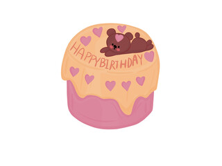 birthday cartoon cake There are decorative cartoon bears and heart candies. as a gift to loved ones.