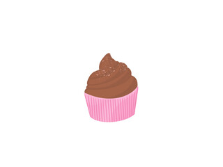 delicious cartoon chocolate cake for snack in cafe on white background.
