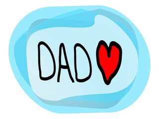 Ilustración para ser utilizada el día de la padre, con la palabra papá  en un fondo blanco.